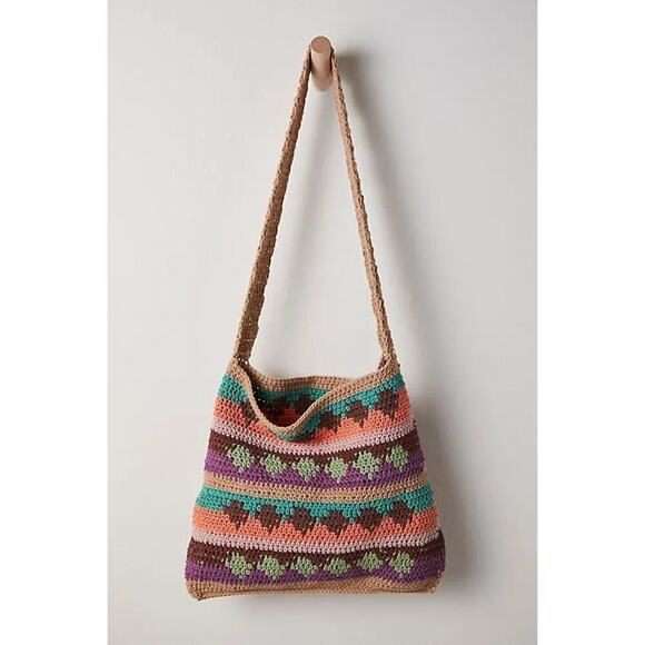Free People Momento Crochet Oversized Tote Bag Multicolor NEW - Picture 1 of 8